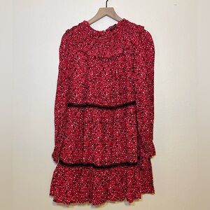 Scotch & Soda Dress - Women’s Small Red - Black Floral Lace Flowy Loose Fit